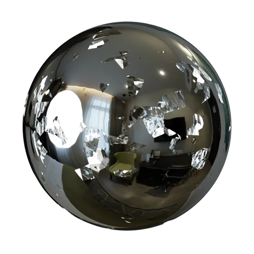 High-resolution PBR glass texture with realistic impact marks for Blender 3D material creation.