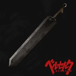 Detailed 3D model of a colossal broadsword for Blender rendering, showcasing intricate textures and design.