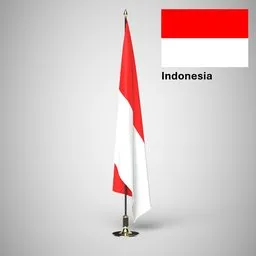 Indonesia Ceremonial flag on stand