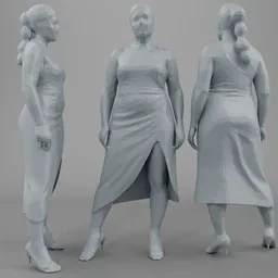 👗 Classy Woman Stylized Low-Poly – Wrap Dress Pose Set
