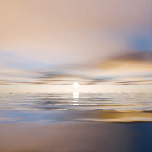 3D rendered tranquil ocean sunset with clouds, ideal for creative design, Blender 3D compatible