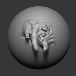 3D sculpting brush for Blender depicting undead flesh textures, ideal for modeling zombie details.