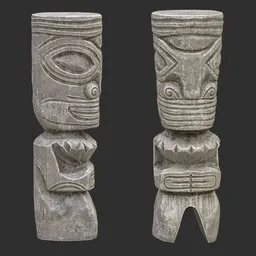 Tiki God Totem Relic Statue Stone