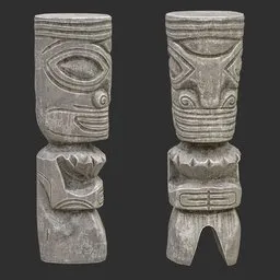 Tiki God Totem Relic Statue Stone
