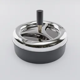 Realistic metallic push down ashtray 3D model, detailed and textured, suitable for Blender rendering and CGI.