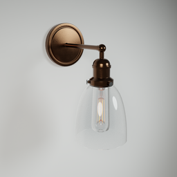 "Loft style copper wall sconce with light bulb for Blender 3D models. Elegant and highly rated, perfect for interior design. Available in brass and copper with steam technology. "