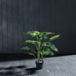 "Artificial palm tree Livistona 100 cm, a high-quality 3D model for Blender 3D. Perfect for nature-inspired indoor scenes, this lifelike plant sits in a flowerpot and features customizable leaves. Designed based on a real product, this versatile asset adds a touch of greenery to any 3D project. Explore more at hk-green.eu."