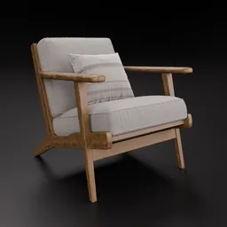 Realistic 3D model of a modern fabric armchair, compatible with Blender for interior design renders.