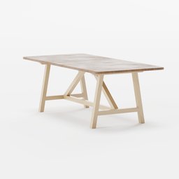 "Modern Farm House Dinning Table 3D model for Blender 3D. Lightweight and fully unwrapped with detailed wooden base and top. Materials from the Blenderkit community for high-quality renders."