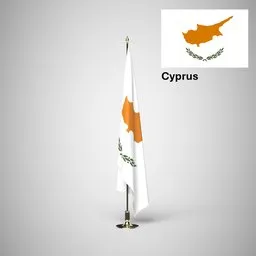 Cyprus Ceremonial flag on stand