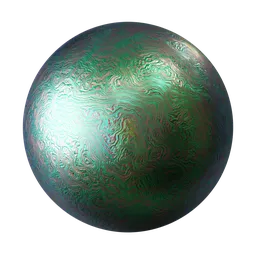 Iridescent green and purple Procedural Nacre material for 3D rendering in Blender, with a shiny, organic texture.