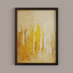 High-quality 3D-rendered framed artwork featuring golden abstract design for Blender modeling projects.