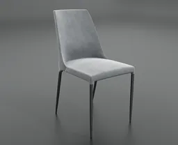 Elegant 3D rendered gray velvet chair model with sleek design suitable for Blender rendering and animation.