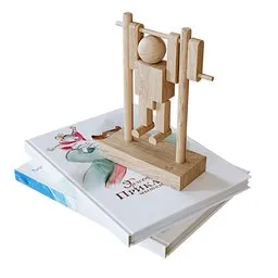 Toy Wooden puppet with books
