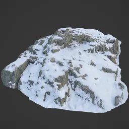 High-quality photoscanned 3D model of rocks with snow, perfect for Blender landscapes.