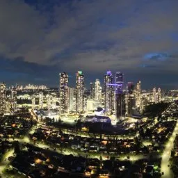 Night City Building Lights Aerial