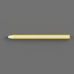 Highly detailed Blender 3D model of a short, sharpened yellow pencil with realistic textures on a plain background.