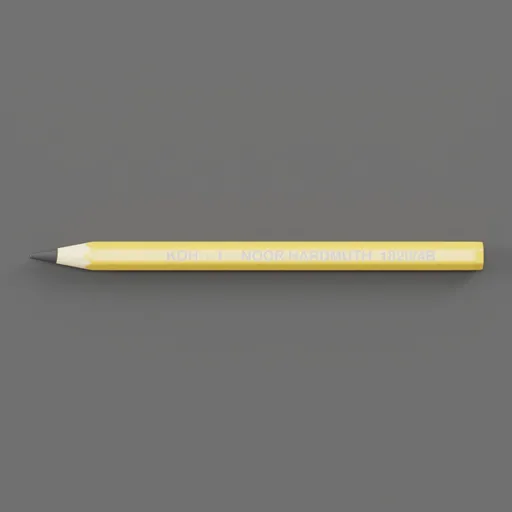 Highly detailed Blender 3D model of a short, sharpened yellow pencil with realistic textures on a plain background.