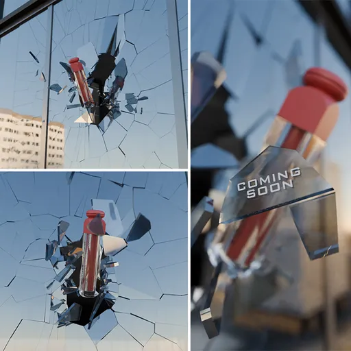 Glass breaking effect product throwing