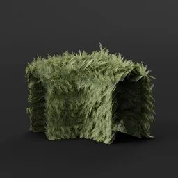 Detailed 3D model of a green hedge corner for blending into virtual gardens and urban landscaping in Blender.