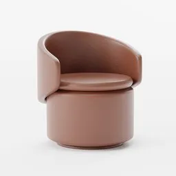 Luxurious leather swivel chair 3D model with curved design and polished metal base for modern interior rendering in Blender.