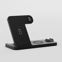 Detailed 3D render of a modern wireless charging station for multiple devices compatible with Blender.