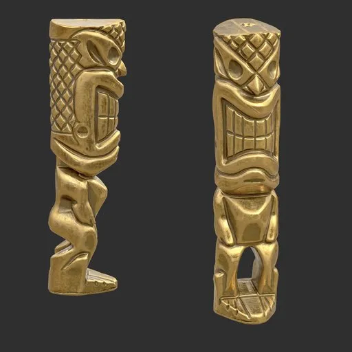 Tiki God Diamond Face Statue Gold