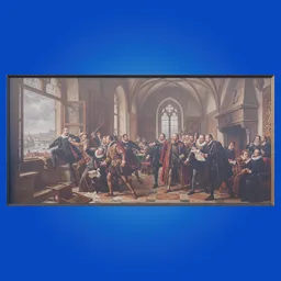 Historical Painting in Wooden Frame