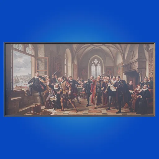 Historical Painting in Wooden Frame
