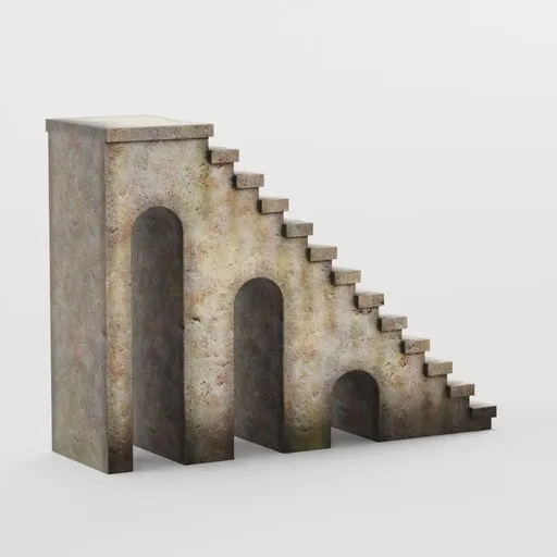 Lowpoly 3D Blender model featuring ancient steps with realistic 4k textures, ideal for virtual historic/fantasy settings.