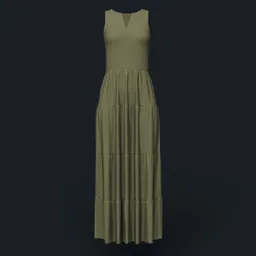 Sleeveless V-Neck Tiered Maxi Dress