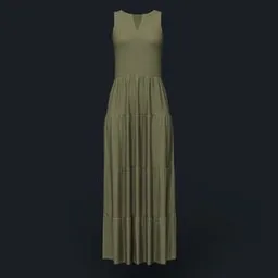 Sleeveless V-Neck Tiered Maxi Dress