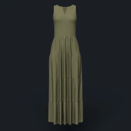 Sleeveless V-Neck Tiered Maxi Dress