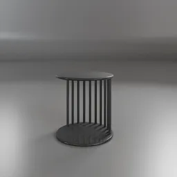 Modern cylindrical 3D model of a side table with vertical slats, designed for Blender rendering.