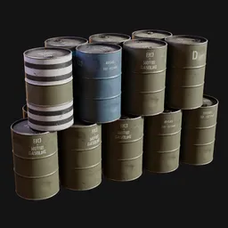 WW2 American Military Fuel-Drum Stack