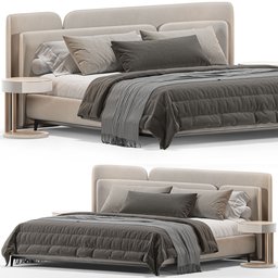 "Bed Lauren Bed by The Highwall - a 3D model compatible with Blender 3D. Rendered in cycles, this grey metal bed features dynamic folds and a tired, post-industrial look. Measuring 230cm x 273cm x 111cm, the model has 463,842 polys and is available in a centimeter unit."