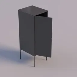 3D model of a modern metal-legged cabinet inspired by Ikea Lixhult available for Blender rendering.
