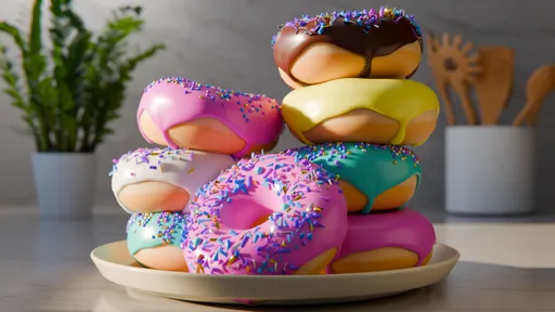 Stylized Colorful Donut Stack