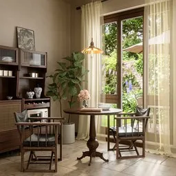 Retro Dining Area with Garden View