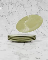 Stackable green and white marble-patterned plates 3D model, designed for Blender, suitable for restaurant and bar settings.