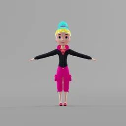 Stylized Young Girl Character Rigged