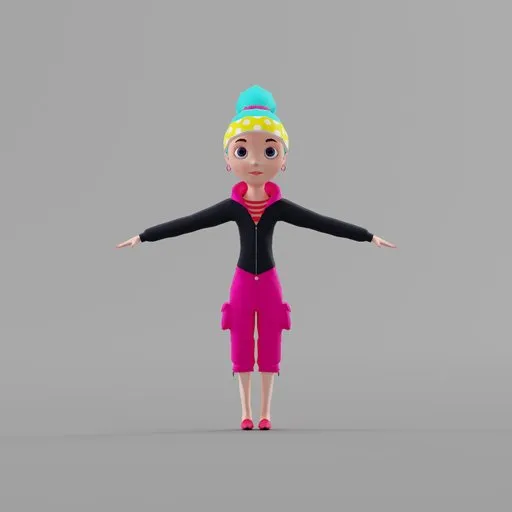 Stylized Young Girl Character Rigged