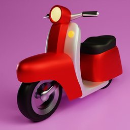Cartoon-style 3D Vespa model, versatile for animations and lowpoly projects, created in Blender.