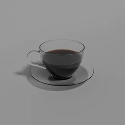 Realistic 3D model of a coffee cup with saucer, suitable for Blender rendering, with detailed textures.