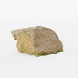 "City Park Rock PBR Scan 04: Highly detailed 3D model of a moss-covered rock for use in park, road and nature environments. Created in Blender 3D software by Raoul De Keyser."