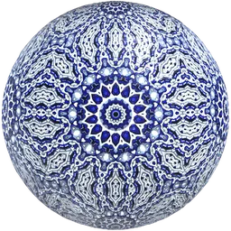 Highly detailed PBR Mandala ceramic tile texture with customizable features for seamless 3D wall designs in Blender.