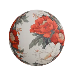 Red and white blossoms artwork