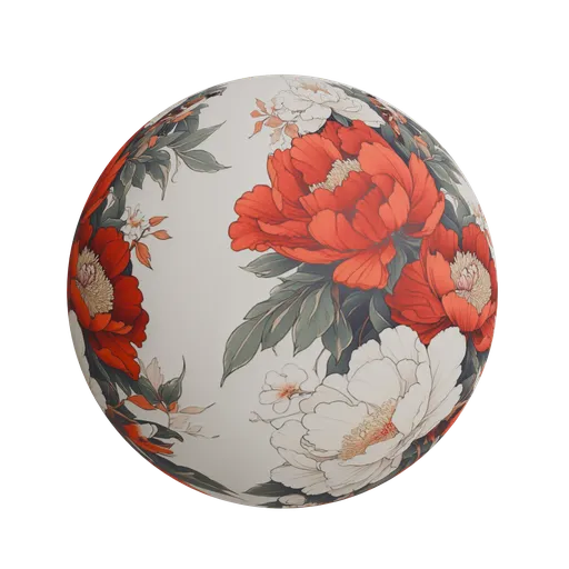 Red and white blossoms artwork