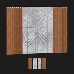 Detailed 3D wooden panel with white velvet texture for Blender interior design.