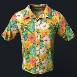 Yellow Colorful Floral Button-Up Shirt